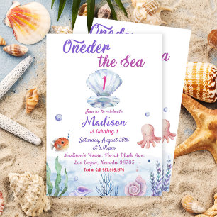 Invitación Oneder The Sea Mermaid Primer Fiesta de Cumpleaños