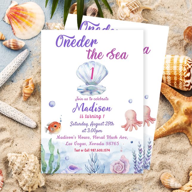 Invitación Oneder The Sea Mermaid Primer Fiesta de Cumpleaños (Subido por el creador)