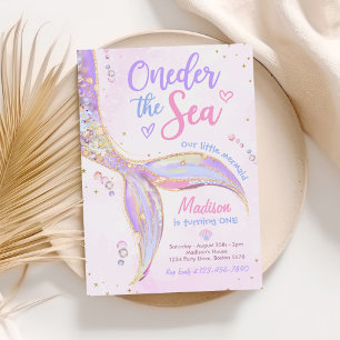 Invitación ONEder The Sea Mermaid Primer Fiesta de Cumpleaños
