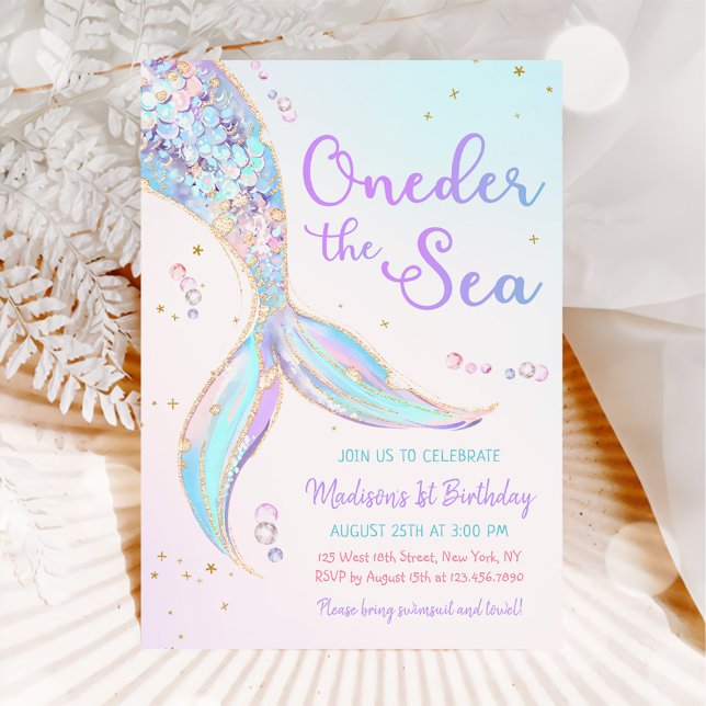 Invitación Oneder The Sea Mermaid Primer Fiesta de Cumpleaños (Subido por el creador)