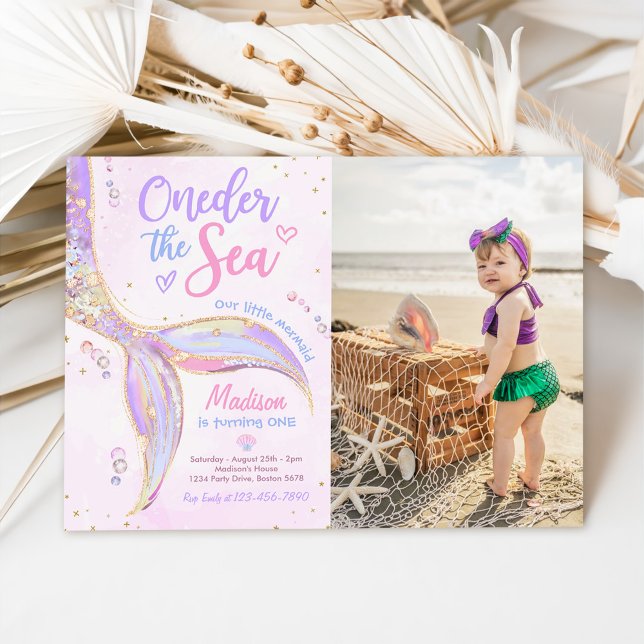 Invitación ONEder The Sea Mermaid Primera Fiesta de cumpleaño (Subido por el creador)
