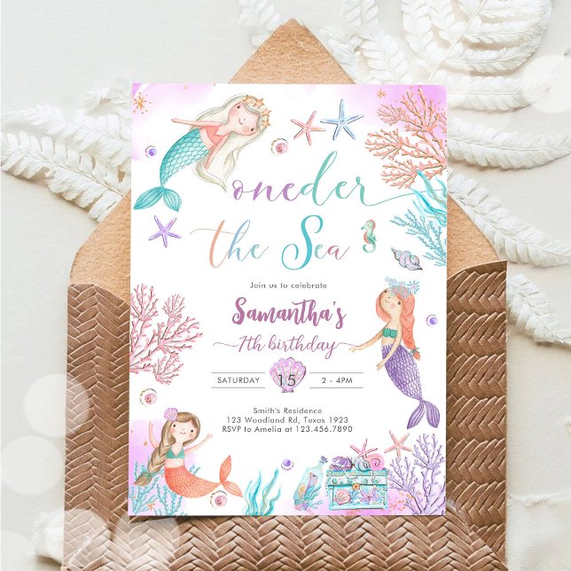 Invitación Oneder The Sea Mermaid Under The Sea 1st Birthday (Subido por el creador)
