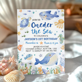 Invitación Oneder The Sea Ocean Animals Boy Cumpleaños