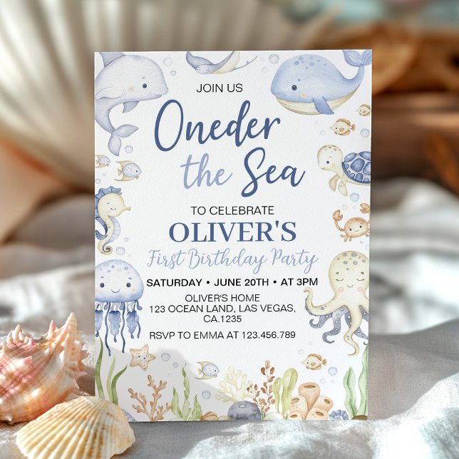 Invitación Oneder The Sea Ocean Animals Boy Cumpleaños (Subido por el creador)