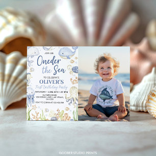 Invitación Oneder The Sea Ocean Animals Boy Fotos De Cumpleañ