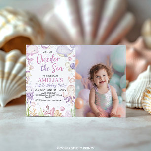 Invitación Oneder The Sea Ocean Animals Chica Foto De Cumplea