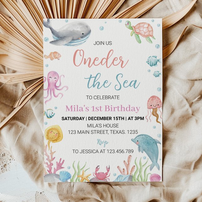 Invitación Oneder The Sea Pastel Birthday Invitation (Subido por el creador)