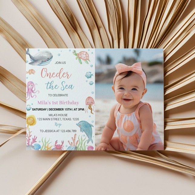 Invitación Oneder The Sea Pastel Birthday Photo Invitation (Subido por el creador)
