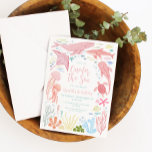 Invitación Oneder The Sea Pink Ocean Aniamls 1er cumpleaños<br><div class="desc">Bajo el mar los animales del océano chica el primer cumpleaños.</div>