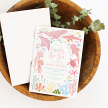 Oneder The Sea Pink Ocean Aniamls 1er cumpleaños