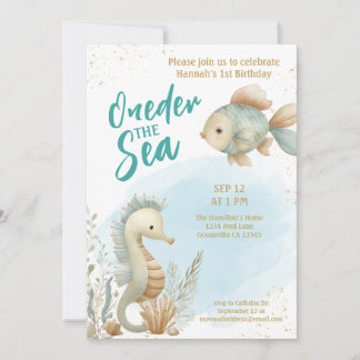 Invitación Oneder The Sea Summer Beach First Birthday 