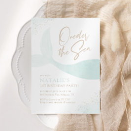 Invitación Oneder the Sea Turquoise Mermaid Chica Cumpleaños