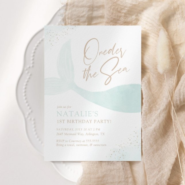 Invitación Oneder the Sea Turquoise Mermaid Chica Cumpleaños (Subido por el creador)
