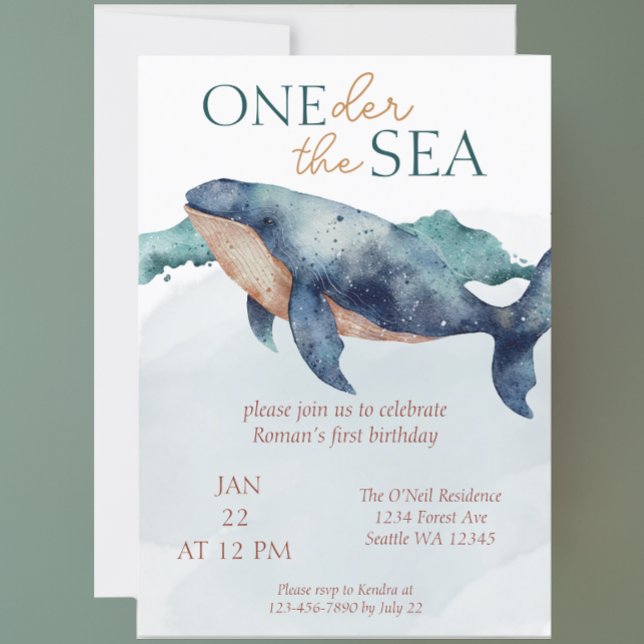Invitación Oneder The Sea Whimsical Ocean Whale (Subido por el creador)