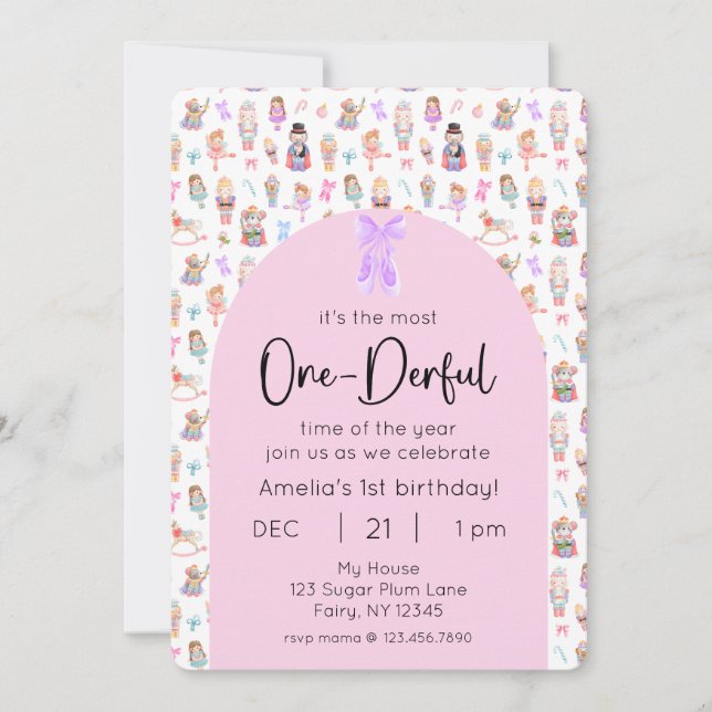 Invitación OneDerful Nutcracker foto de primer cumpleaños (Anverso)