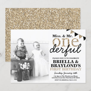 Invitación Onederful para el Primer Cumpleaños de 