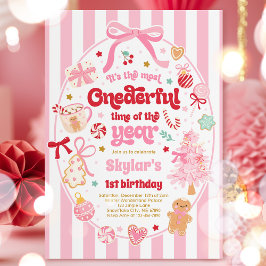 Invitación Onederful Time Of The Year Christmas Bow Birthday