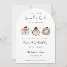Invitación Onederful Winter Animals First Birthday Invitation