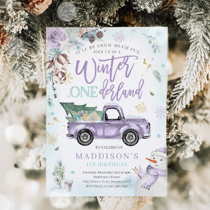 Invitación ONEderland de Invierno Camión de Invierno Morado M