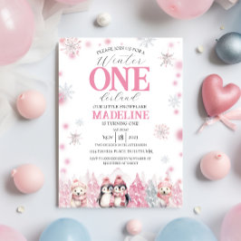 Invitación Onederland de invierno rosa