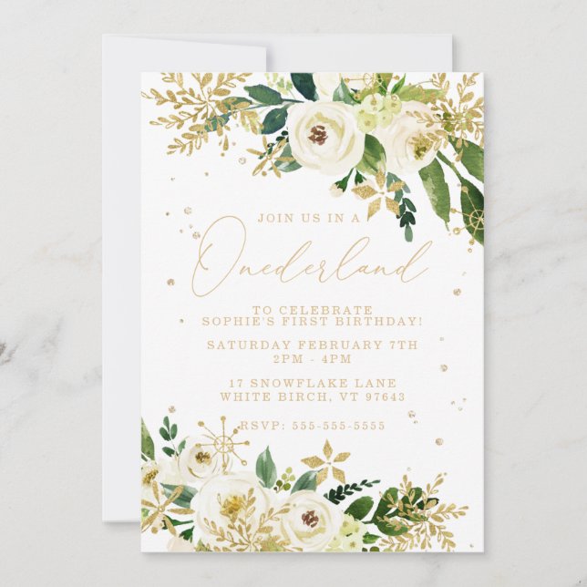 Invitación Onederland Un primer cumpleaños (Anverso)