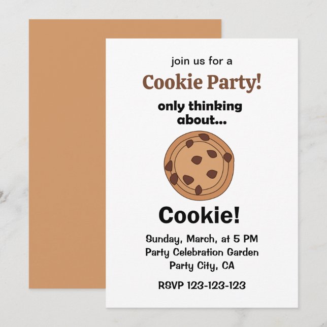 Invitación Only Thinking About Cookie Funny Food Party (Anverso / Reverso)