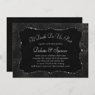 Invitación Onyx Romance Damasco negro satinado