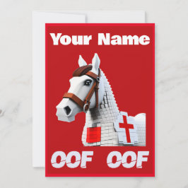Invitación Oof Roblox Funny Meme Red White Horse