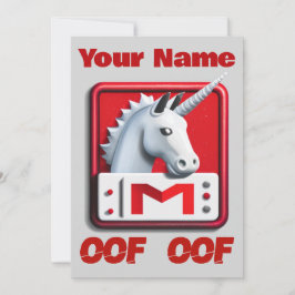 Invitación Oof Roblox Funny Meme Red White Unicorn