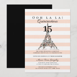 Invitación Ooh La Floral Torre Eiffel Paris Quinceañera