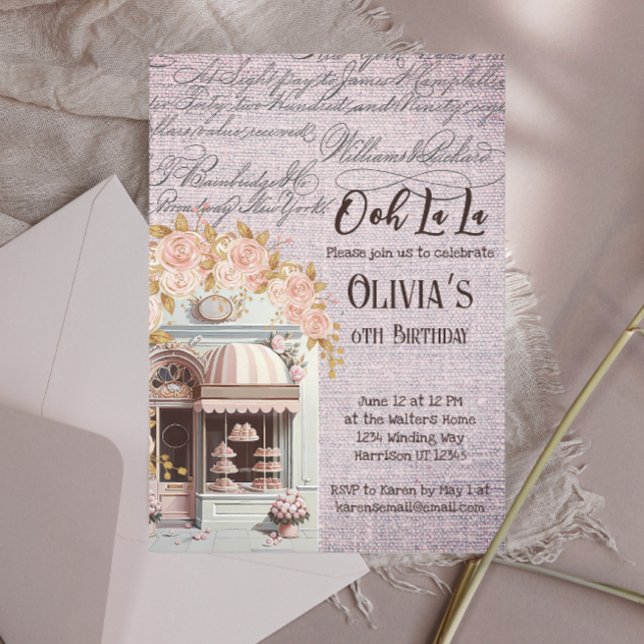 Invitación Ooh La French Floral Paris Cafe Fiesta (Subido por el creador)