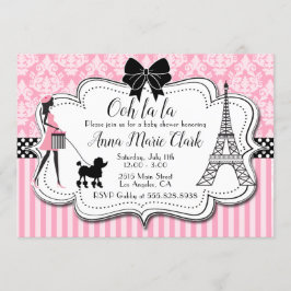 Invitación Ooh la la - Paris Poodle Pink Baby Shower