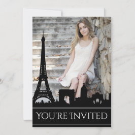 Invitación Ooh La La Paris Skyline Photo Birday Party