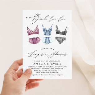 Invitación Ooh La La Ropa Interior Francesa para Ducha