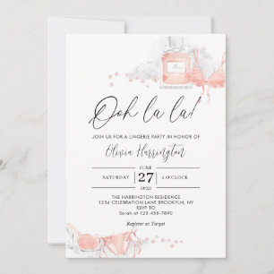 Invitación Ooh la la Ropa Interior Rosa Melocotón Despedida d