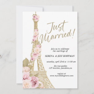 Invitación Ooh La La, tema de París, recién casados, Torre Ei
