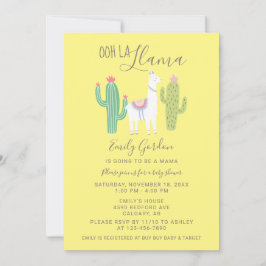 Invitación Ooh La Llama Baby Shower lindo amarillo pardo simp