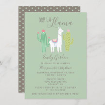 Ooh La Llama Baby Shower lindo verde azulado y mar