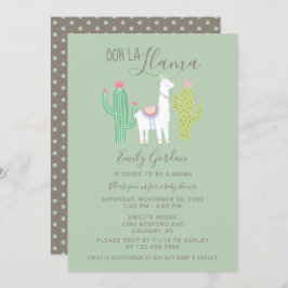 Invitación Ooh La Llama Baby Shower lindo verde azulado y mar