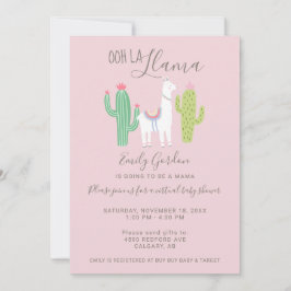 Invitación Ooh La Llama Baby Shower virtual lindo marrón rosa