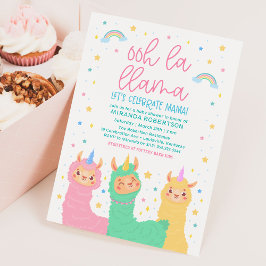 Invitación Ooh La Llama Rainbow y Stars Baby Shower