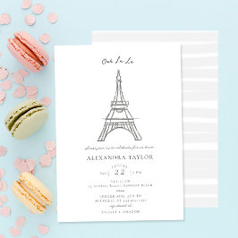 Invitación Ooh La Purpurina Eiffel Paris Ducha Mínima Bridal