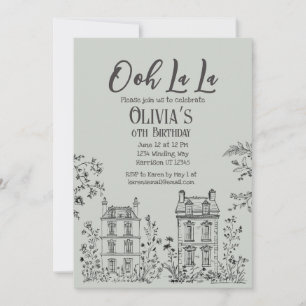 Invitación Ooh La Vintage French Cafe Birthday Party