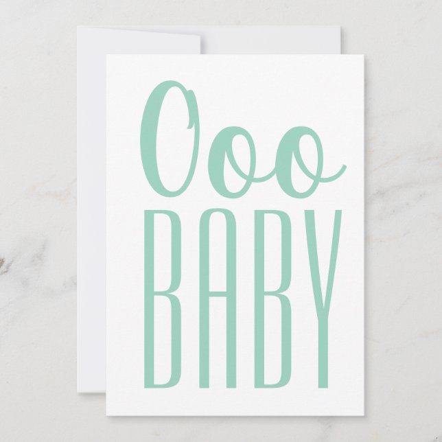 Invitación Ooo Baby Shower Minimalista Green (Anverso)