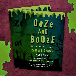 Invitación Ooze Y Booze Scary Halloween Crawaddy Zombie