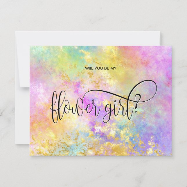 Invitación opal del hológrafo, ¿serás mi chica de flores? (Anverso)