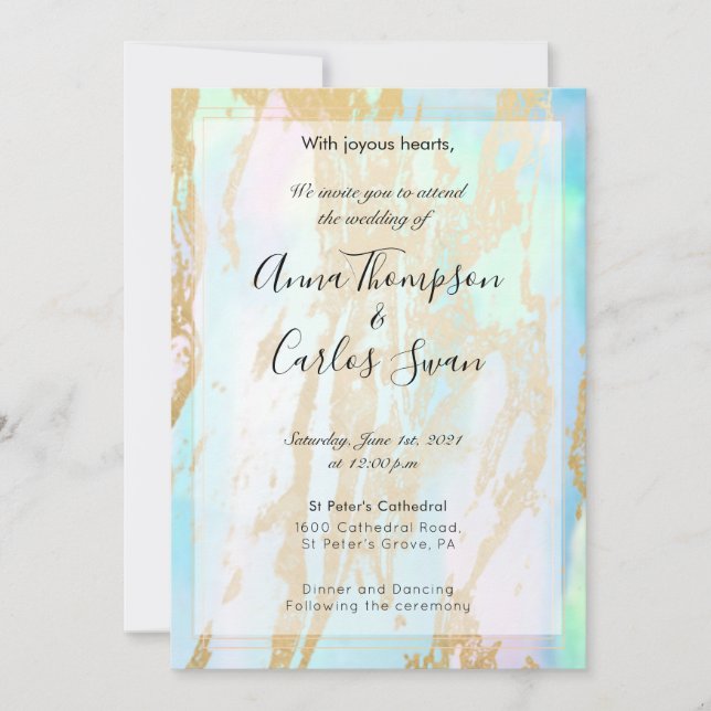 Invitación Opal Gemstone elegante y moderno con detalles en o (Anverso)