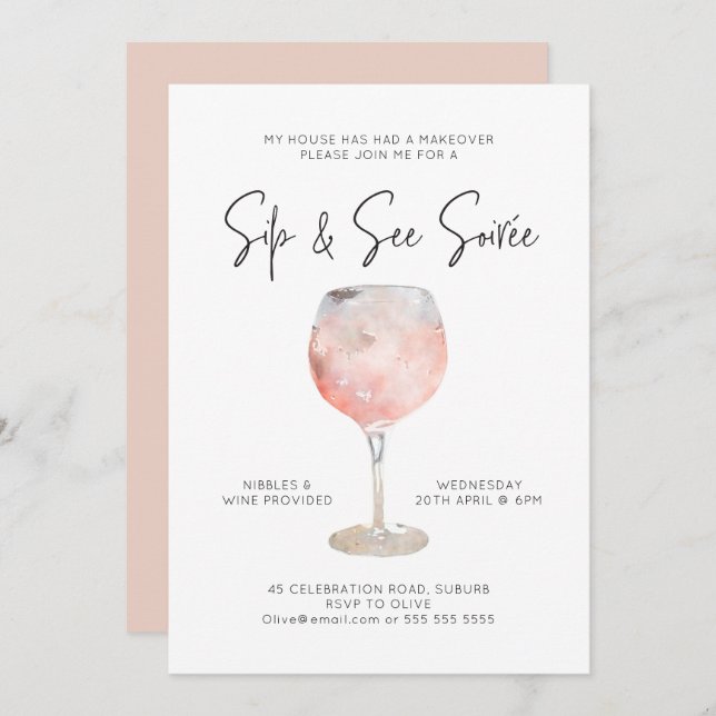 Invitación Opción 1: Sip y See Soiree  (Anverso / Reverso)