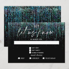 Invitación Opción de Comida Moderna RSVP Brillo Teal Edgy