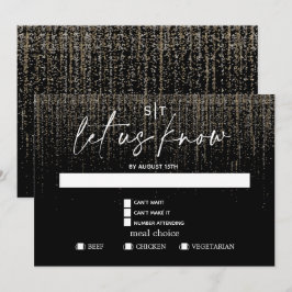 Invitación Opción de comida moderna RSVP Edgy Champagne Brill